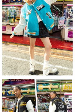 MEDM GTR Varsity Jacket - Y2K Summer Grunge, 90s Retro, Pastel Goth, Y2K Club & Party