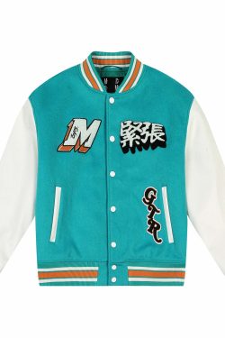 MEDM GTR Varsity Jacket - Y2K Summer Grunge, 90s Retro, Pastel Goth, Y2K Club & Party