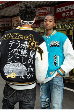 MEDM GTR Varsity Jacket - Y2K Summer Grunge, 90s Retro, Pastel Goth, Y2K Club & Party