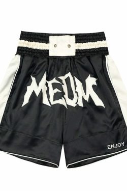 MEDM Logo Boxing Shorts - Y2K Summer Grunge, 90s Retro, Pastel Goth, Y2K Club & Party Outfits