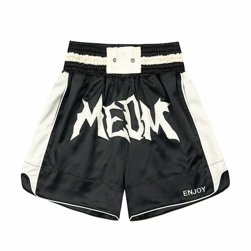 MEDM Logo Boxing Shorts - Y2K Summer Grunge, 90s Retro, Pastel Goth, Y2K Club & Party Outfits