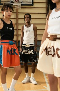 MEDM Logo Boxing Shorts - Y2K Summer Grunge, 90s Retro, Pastel Goth, Y2K Club & Party Outfits