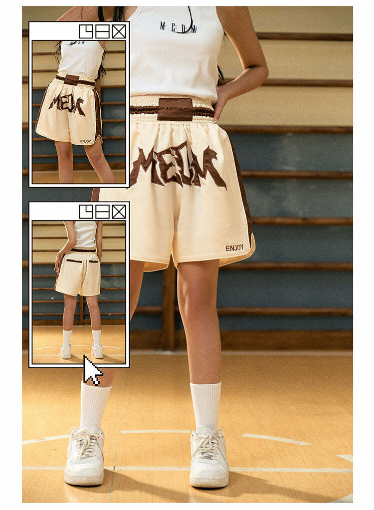 MEDM Logo Boxing Shorts - Y2K Summer Grunge, 90s Retro, Pastel Goth, Y2K Club & Party Outfits