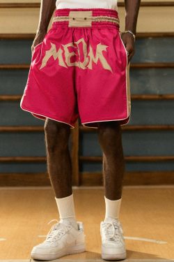 MEDM Logo Boxing Shorts - Y2K Summer Grunge, 90s Retro, Pastel Goth, Y2K Club & Party Outfits