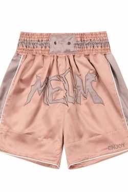 MEDM Logo Boxing Shorts - Y2K Summer Grunge, 90s Retro, Pastel Goth, Y2K Club & Party Outfits