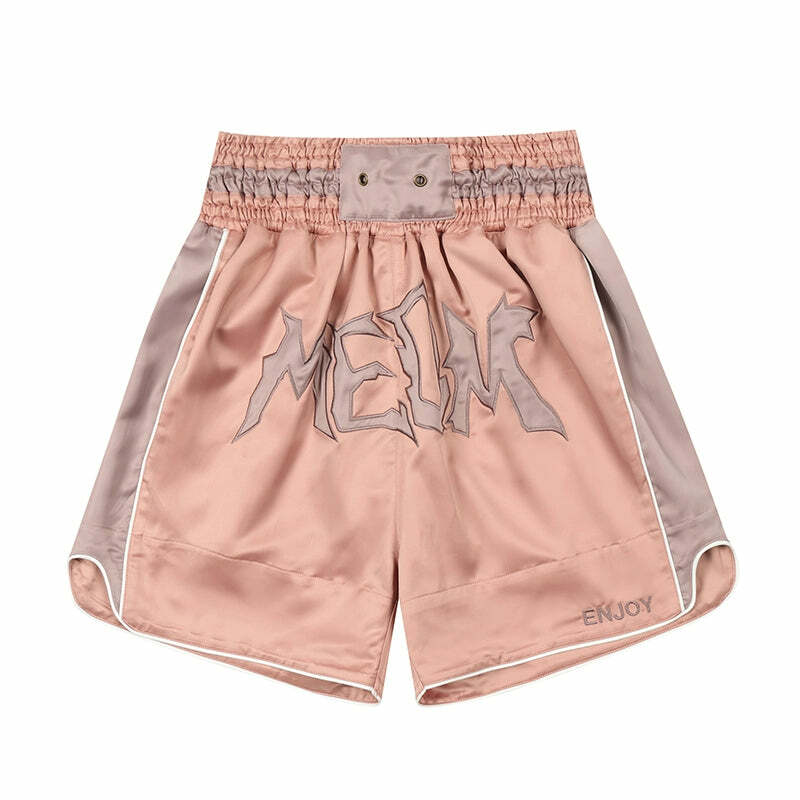 MEDM Logo Boxing Shorts - Y2K Summer Grunge, 90s Retro, Pastel Goth, Y2K Club & Party Outfits