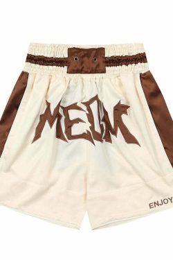 MEDM Logo Boxing Shorts - Y2K Summer Grunge, 90s Retro, Pastel Goth, Y2K Club & Party Outfits