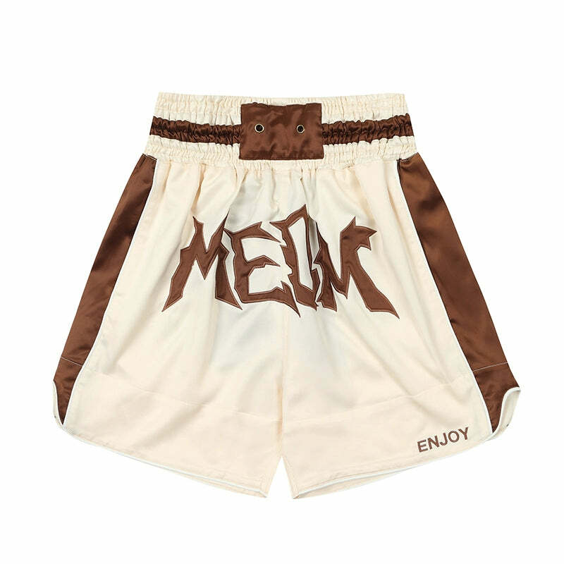 MEDM Logo Boxing Shorts - Y2K Summer Grunge, 90s Retro, Pastel Goth, Y2K Club & Party Outfits