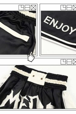 MEDM Logo Boxing Shorts - Y2K Summer Grunge, 90s Retro, Pastel Goth, Y2K Club & Party Outfits