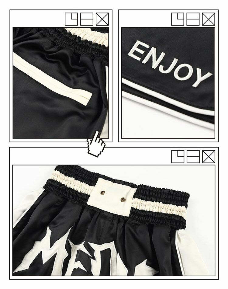 MEDM Logo Boxing Shorts - Y2K Summer Grunge, 90s Retro, Pastel Goth, Y2K Club & Party Outfits
