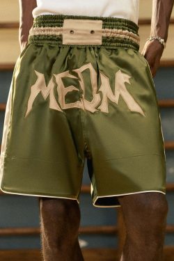 MEDM Logo Boxing Shorts - Y2K Summer Grunge, 90s Retro, Pastel Goth, Y2K Club & Party Outfits
