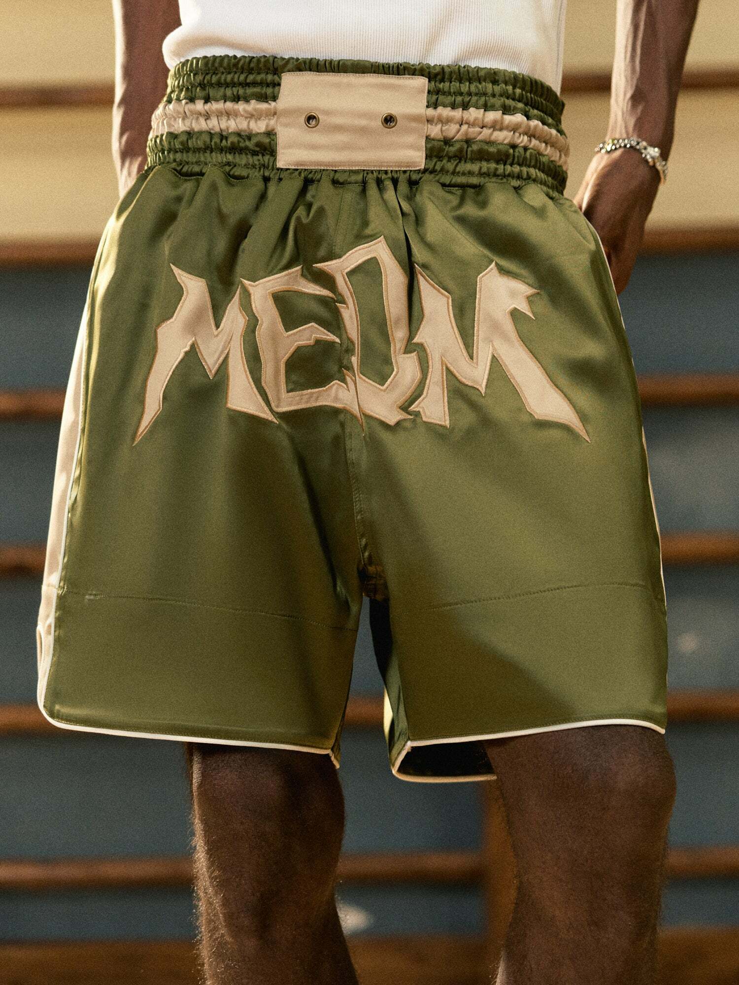 MEDM Logo Boxing Shorts - Y2K Summer Grunge, 90s Retro, Pastel Goth, Y2K Club & Party Outfits
