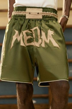 MEDM Logo Boxing Shorts - Y2K Summer Grunge, 90s Retro, Pastel Goth, Y2K Club & Party Outfits