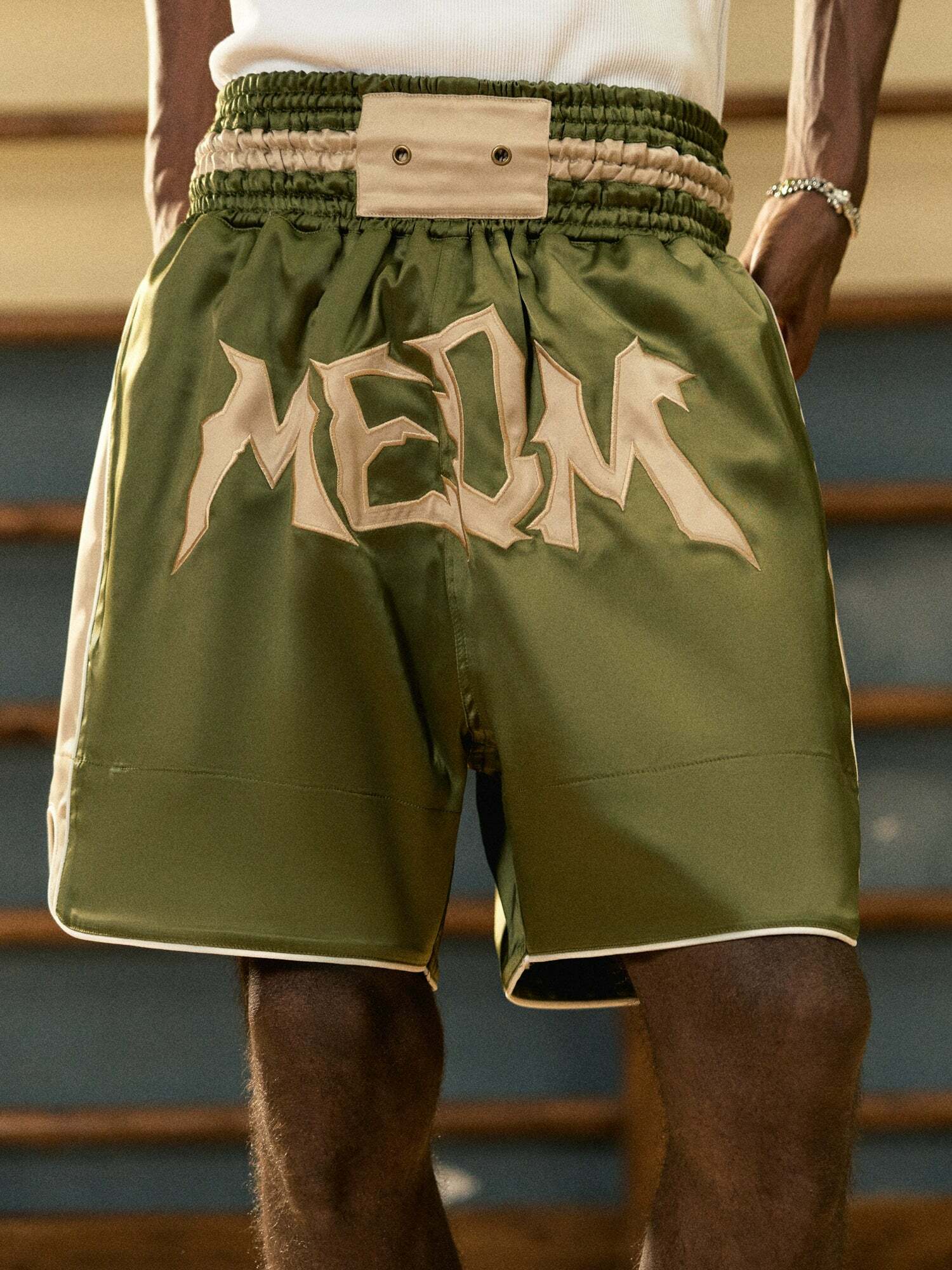 MEDM Logo Boxing Shorts - Y2K Summer Grunge, 90s Retro, Pastel Goth, Y2K Club & Party Outfits