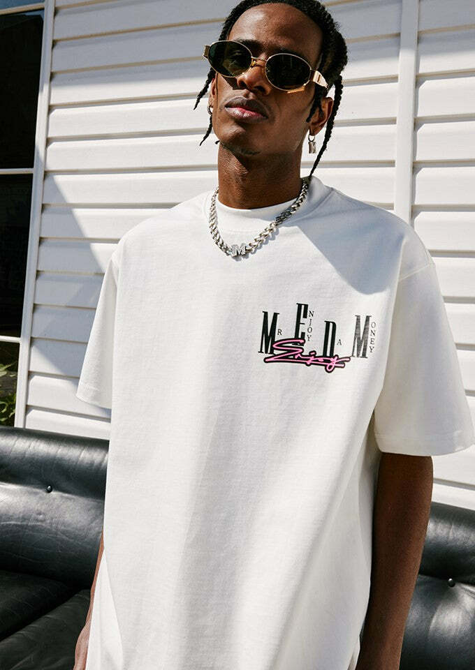 MEDM Logo Collage Tee - Y2K Summer Grunge, 90s Retro, Pastel Goth, Y2K Party & Club Out