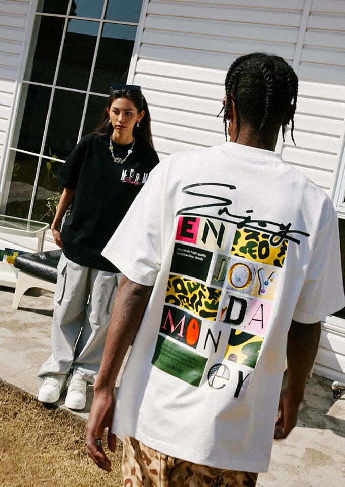 MEDM Logo Collage Tee - Y2K Summer Grunge, 90s Retro, Pastel Goth, Y2K Party & Club Out
