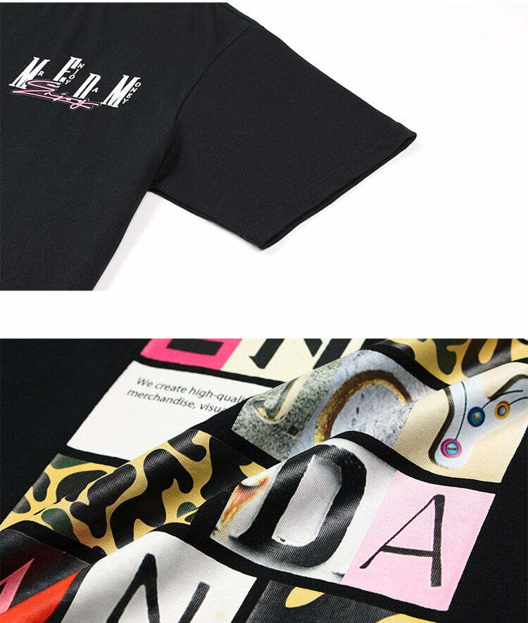 MEDM Logo Collage Tee - Y2K Summer Grunge, 90s Retro, Pastel Goth, Y2K Party & Club Out