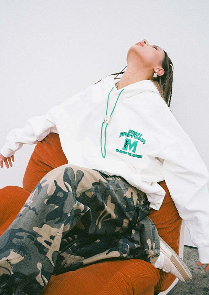 MEDM M Buckle Drawstring Hoodie - Y2K Grunge, 90s Fashion, Retro Style, Summer Y2K Outfits