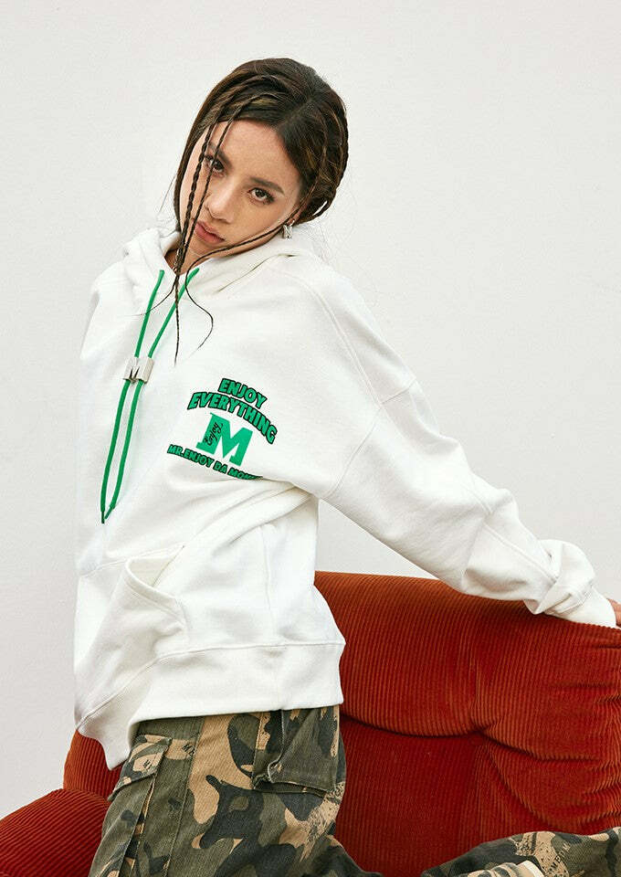 MEDM M Buckle Drawstring Hoodie - Y2K Grunge, 90s Fashion, Retro Style, Summer Y2K Outfits