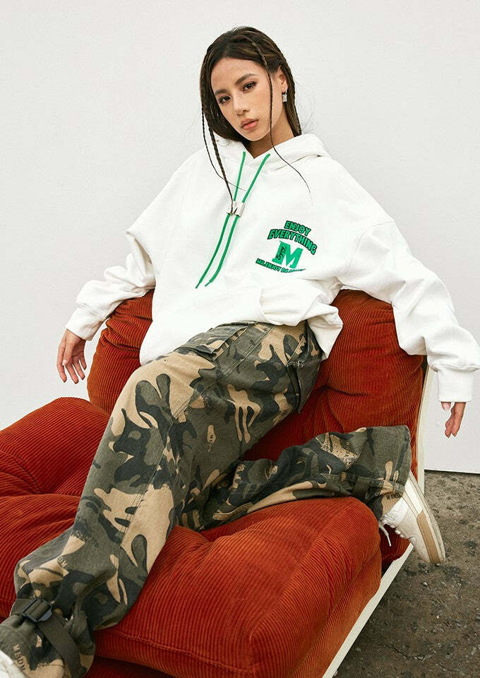 MEDM M Buckle Drawstring Hoodie - Y2K Summer, 90s Grunge, Retro Style, Y2K Club & Party Out
