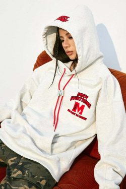 MEDM M Buckle Drawstring Hoodie - Y2K Summer, 90s Grunge, Retro Style, Y2K Club & Party Out