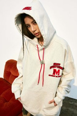 MEDM M Buckle Drawstring Hoodie - Y2K Summer, 90s Grunge, Retro Style, Y2K Club & Party Out