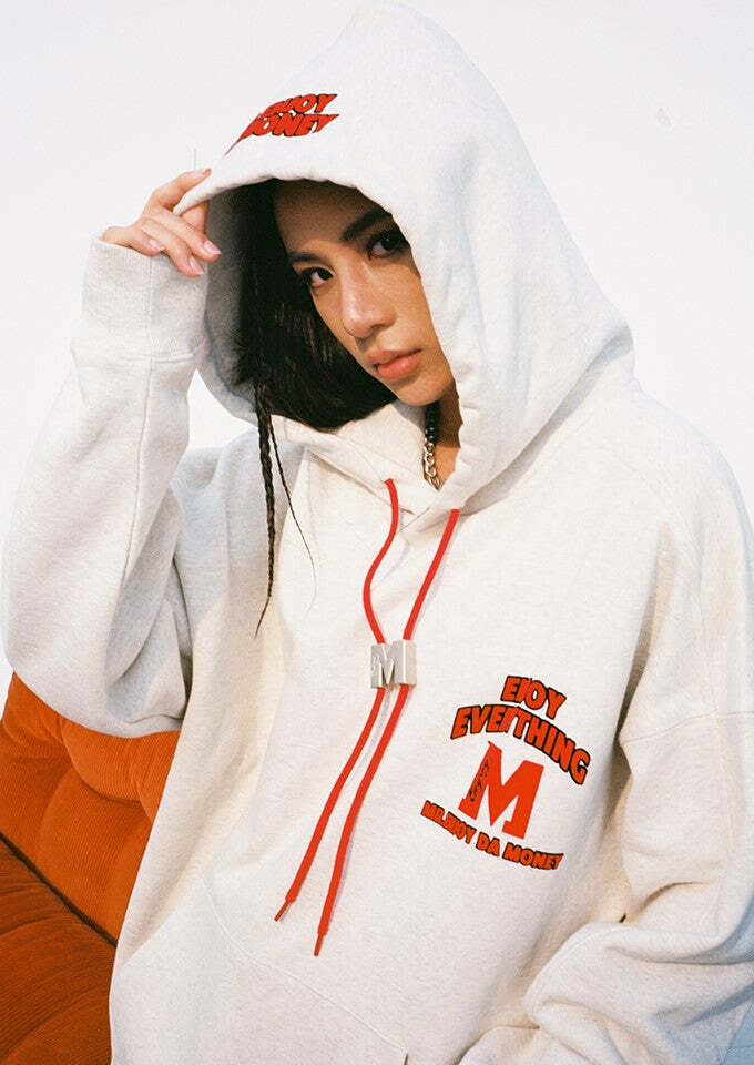 MEDM M Buckle Drawstring Hoodie - Y2K Summer, 90s Grunge, Retro Style, Y2K Club & Party Out