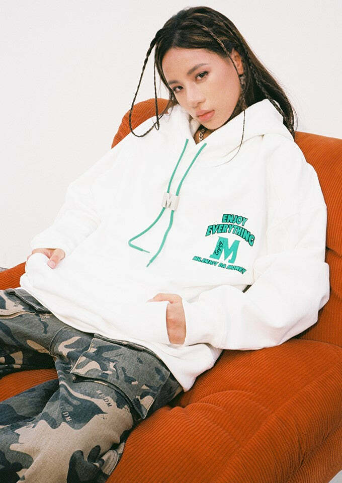 MEDM M Buckle Drawstring Hoodie - Y2K Summer, 90s Grunge, Retro Style, Y2K Club & Party Out