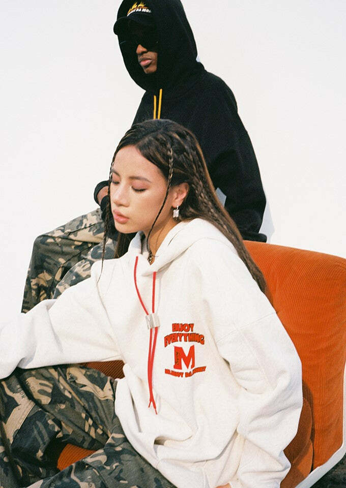 MEDM M Buckle Drawstring Hoodie - Y2K Summer, 90s Grunge, Retro Style, Y2K Club & Party Out