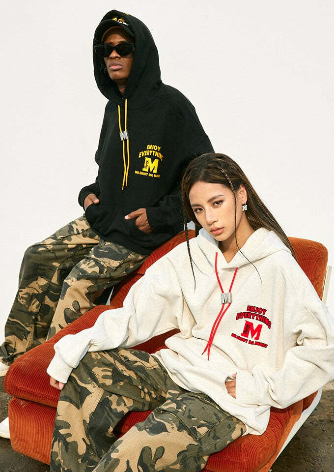 MEDM M Buckle Drawstring Hoodie - Y2K Summer, 90s Grunge, Retro Style, Y2K Club & Party Out