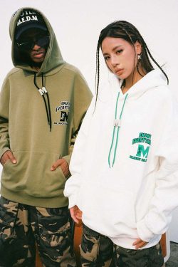 MEDM M Buckle Drawstring Hoodie - Y2K Summer, 90s Grunge, Retro Style, Y2K Club & Party Out