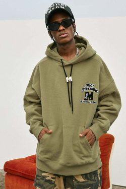 MEDM M Buckle Drawstring Hoodie - Y2K Summer, 90s Grunge, Retro Style, Y2K Club & Party Out