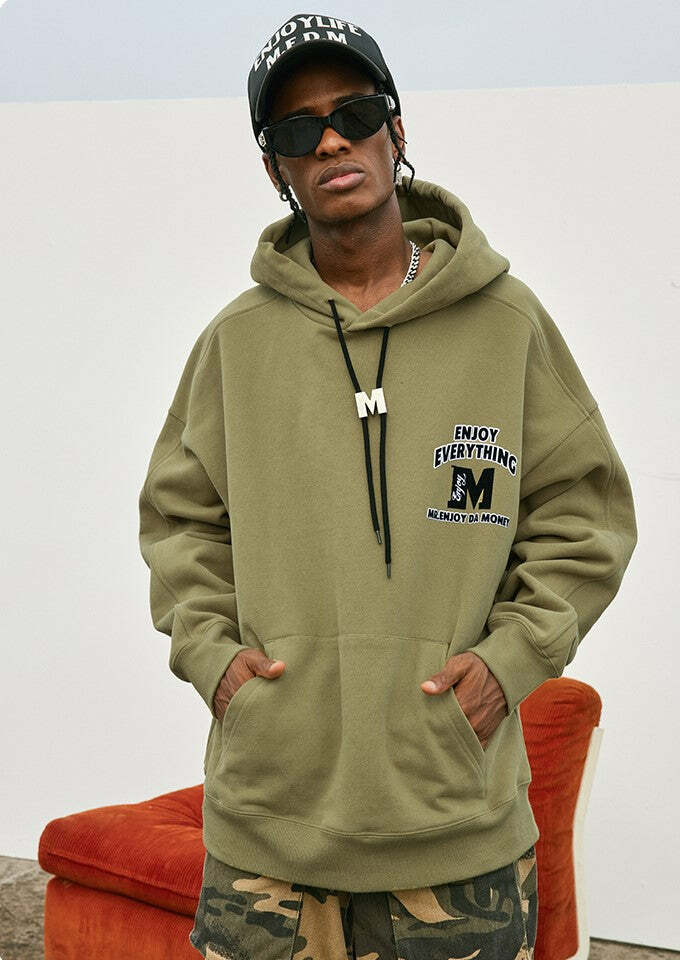MEDM M Buckle Drawstring Hoodie - Y2K Summer, 90s Grunge, Retro Style, Y2K Club & Party Out