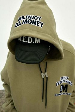 MEDM M Buckle Drawstring Hoodie - Y2K Summer, 90s Grunge, Retro Style, Y2K Club & Party Out