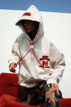 MEDM M Buckle Drawstring Hoodie - Y2K Summer, 90s Grunge, Retro Style, Y2K Club & Party Out