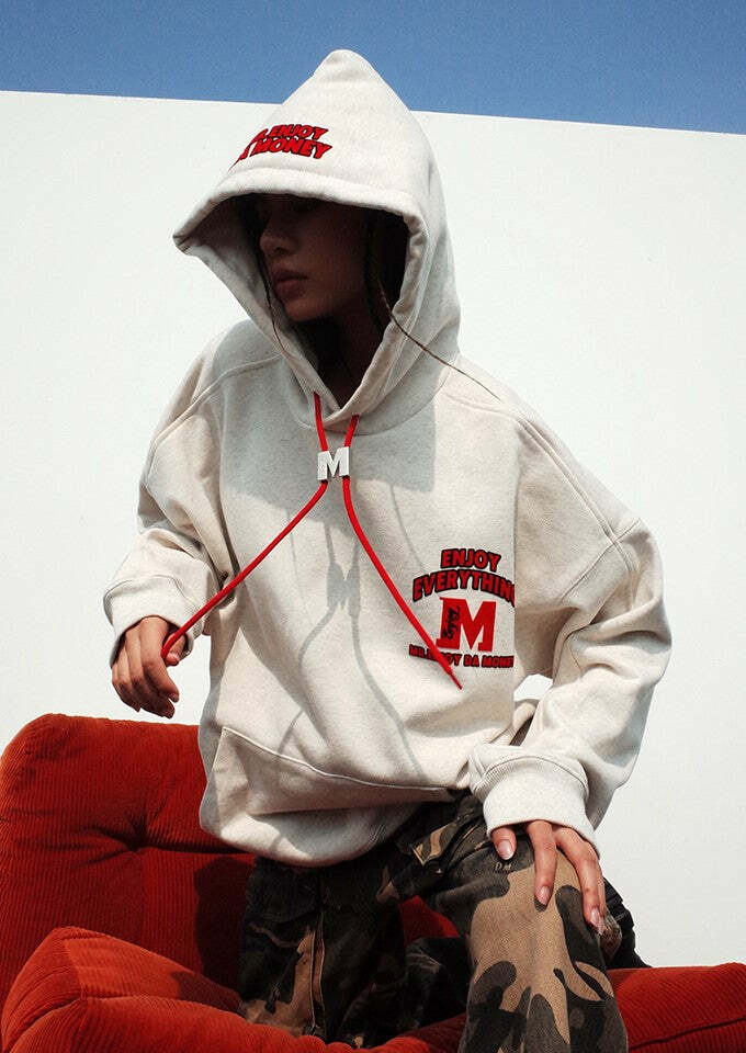 MEDM M Buckle Drawstring Hoodie - Y2K Summer, 90s Grunge, Retro Style, Y2K Club & Party Out