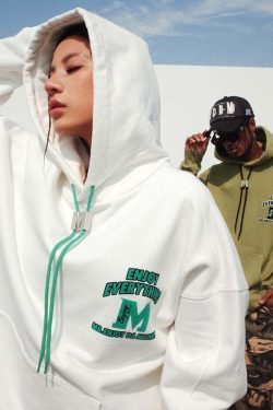 MEDM M Buckle Drawstring Hoodie - Y2K Summer, 90s Grunge, Retro Style, Y2K Club & Party Out