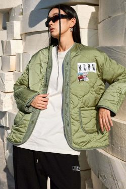 MEDM Patched Flyer Quilted Jacket - Y2K Summer, 90s Grunge, Retro Style, Y2K Party Outfit