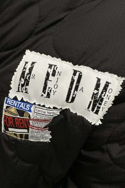 MEDM Patched Flyer Quilted Jacket - Y2K Summer, 90s Grunge, Retro Style, Y2K Party Outfit