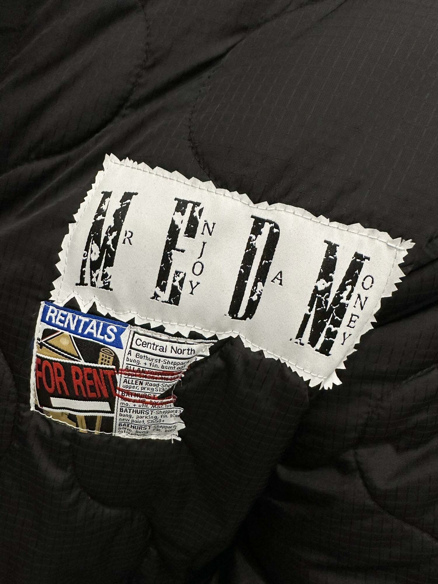 MEDM Patched Flyer Quilted Jacket - Y2K Summer, 90s Grunge, Retro Style, Y2K Party Outfit