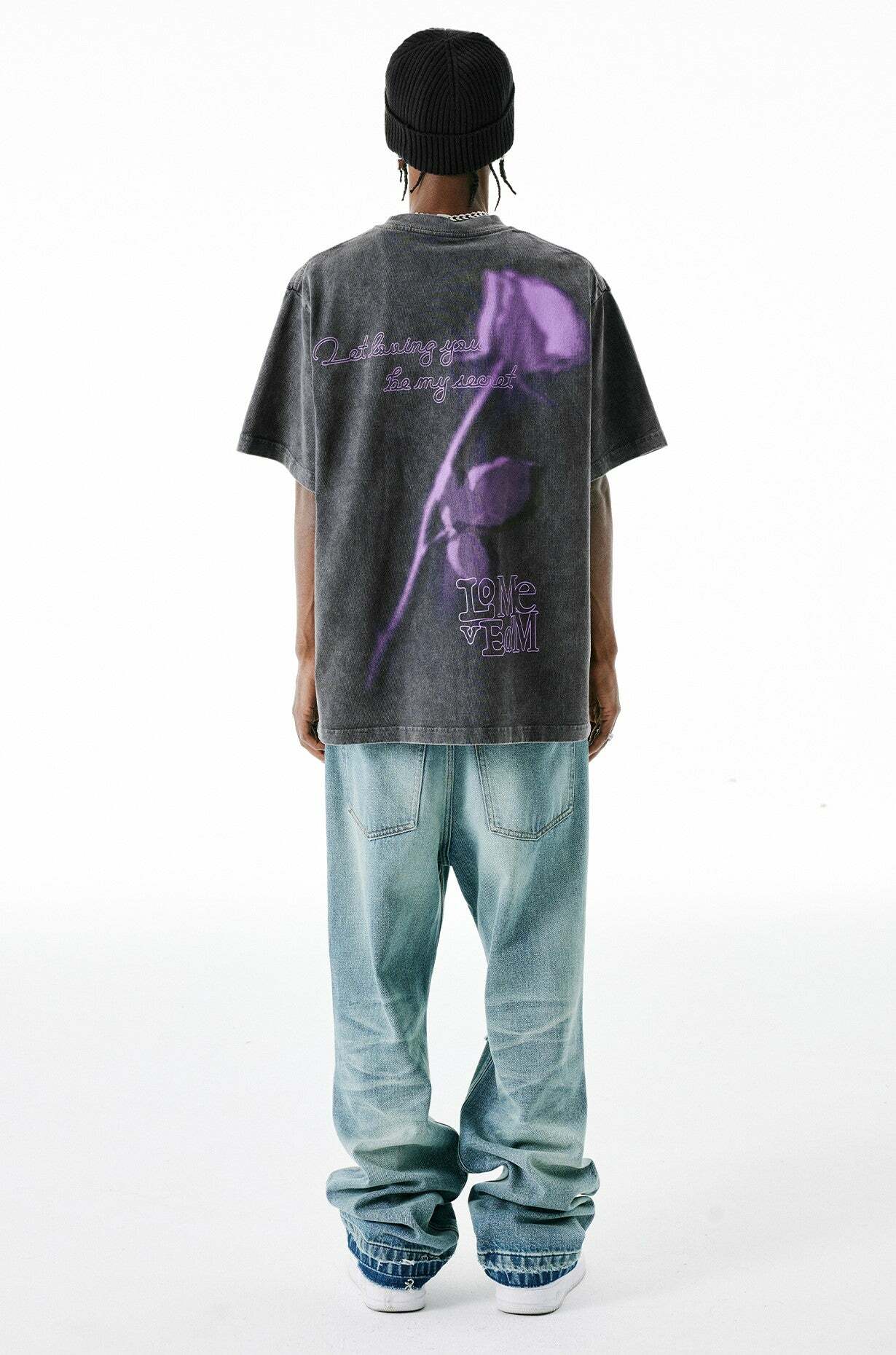 MEDM Vintage Washed 'Sword & Rose' Tee - Y2K Grunge 90s Fashion, Retro Summer Outfit
