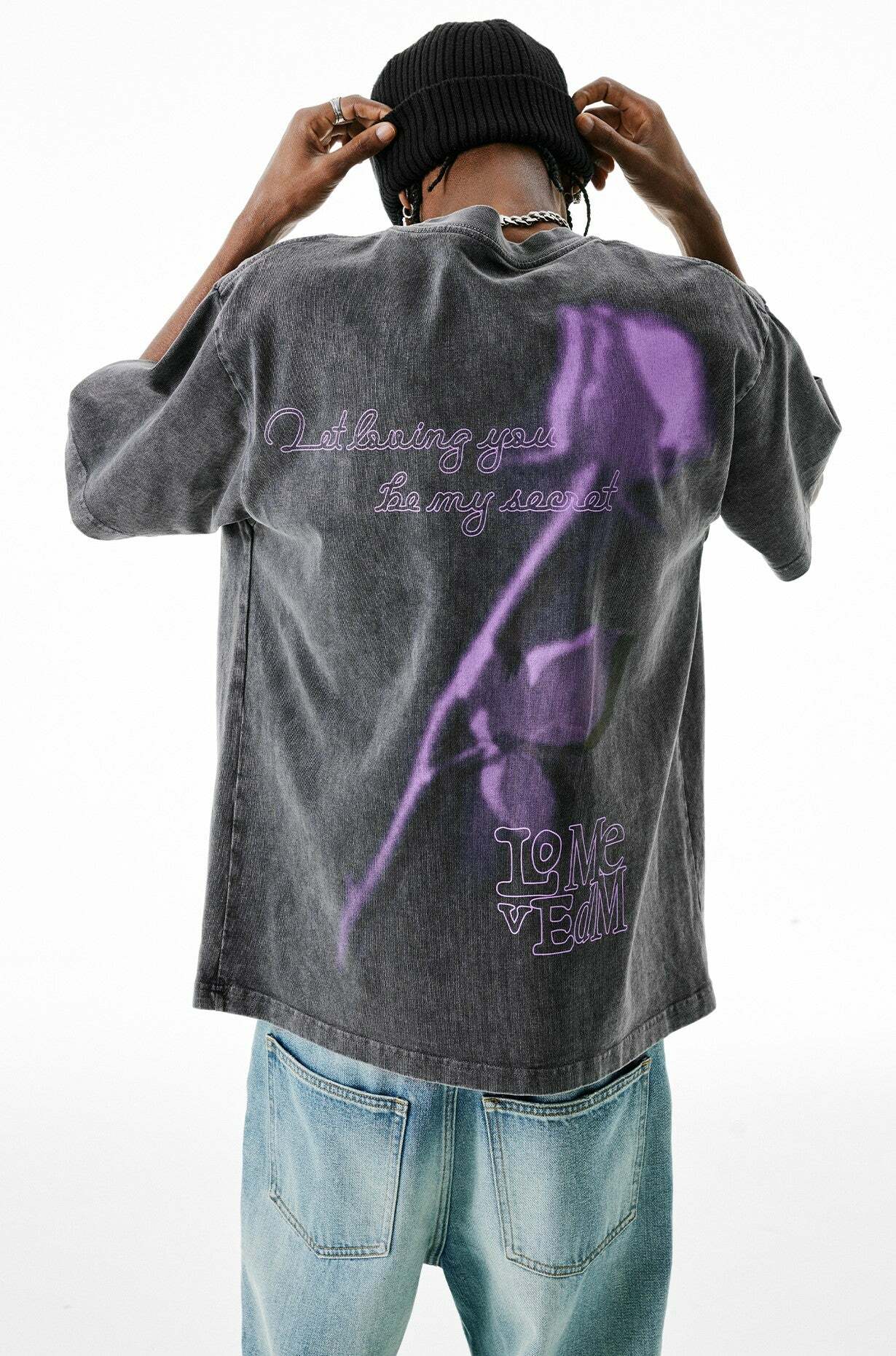 MEDM Vintage Washed 'Sword & Rose' Tee - Y2K Grunge 90s Fashion, Retro Summer Outfit