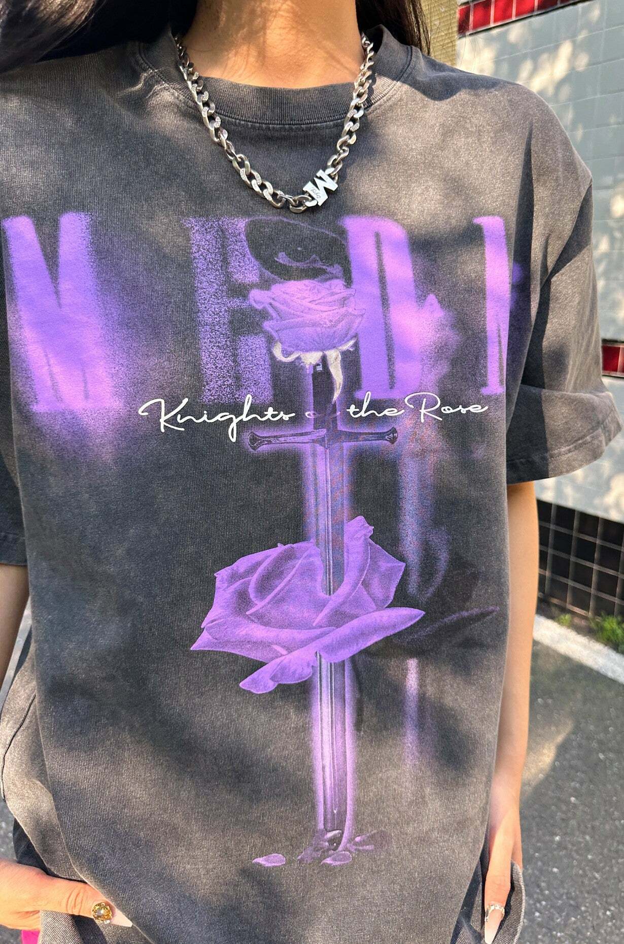 MEDM Vintage Washed 'Sword & Rose' Tee - Y2K Grunge 90s Fashion, Retro Summer Outfit