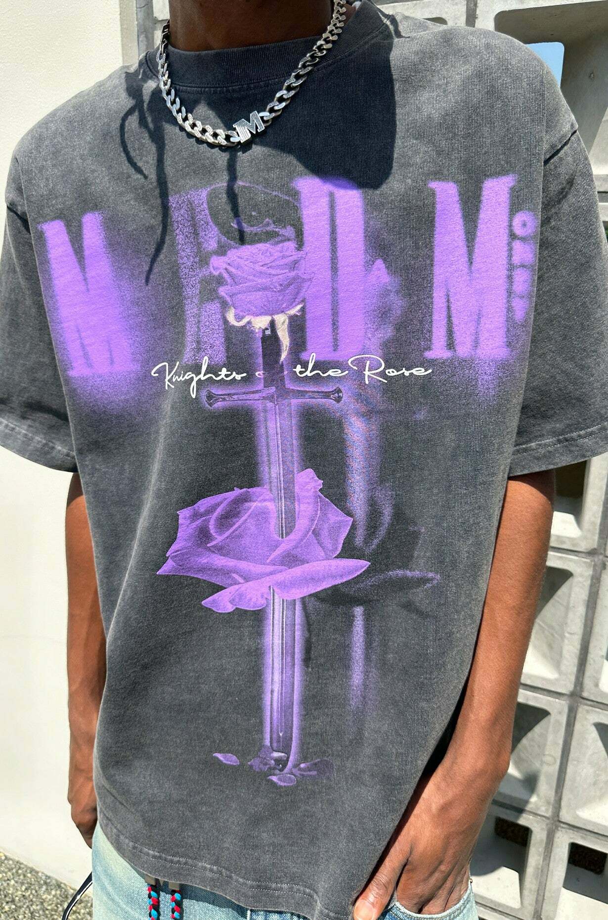 MEDM Vintage Washed 'Sword & Rose' Tee - Y2K Grunge 90s Fashion, Retro Summer Outfit