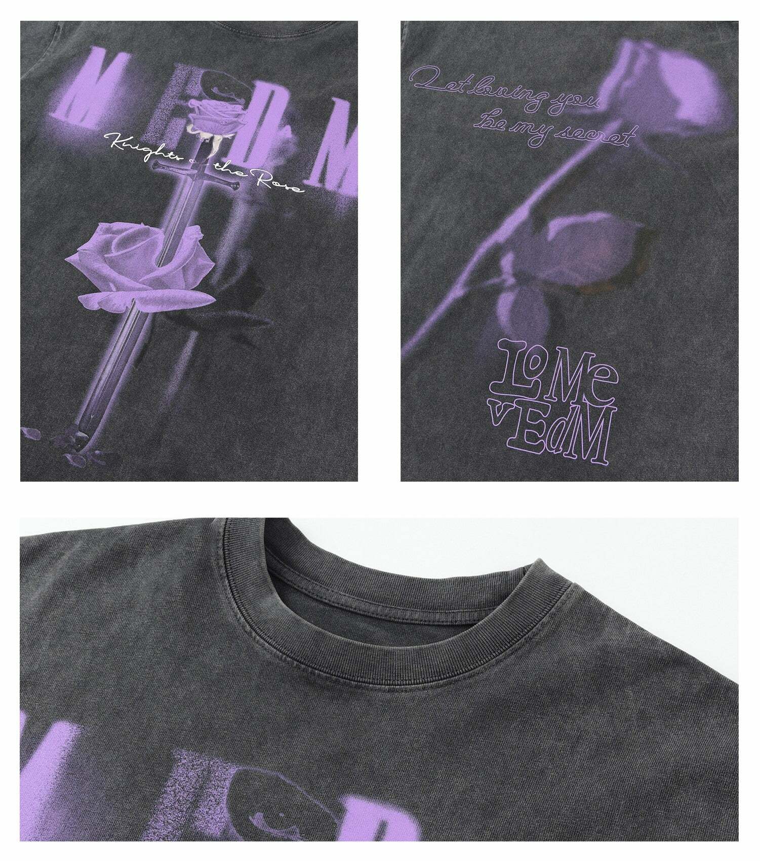 MEDM Vintage Washed 'Sword & Rose' Tee - Y2K Grunge 90s Fashion, Retro Summer Outfit
