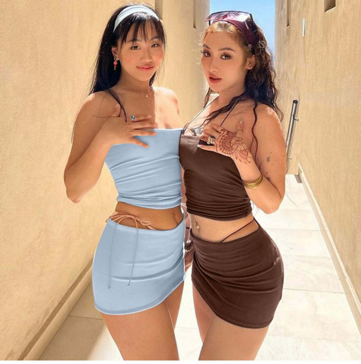 Melda Y2K Skirt Set - 90s Grunge, Retro Summer Outfit, Pastel Goth, Y2K Party & Club Fashion