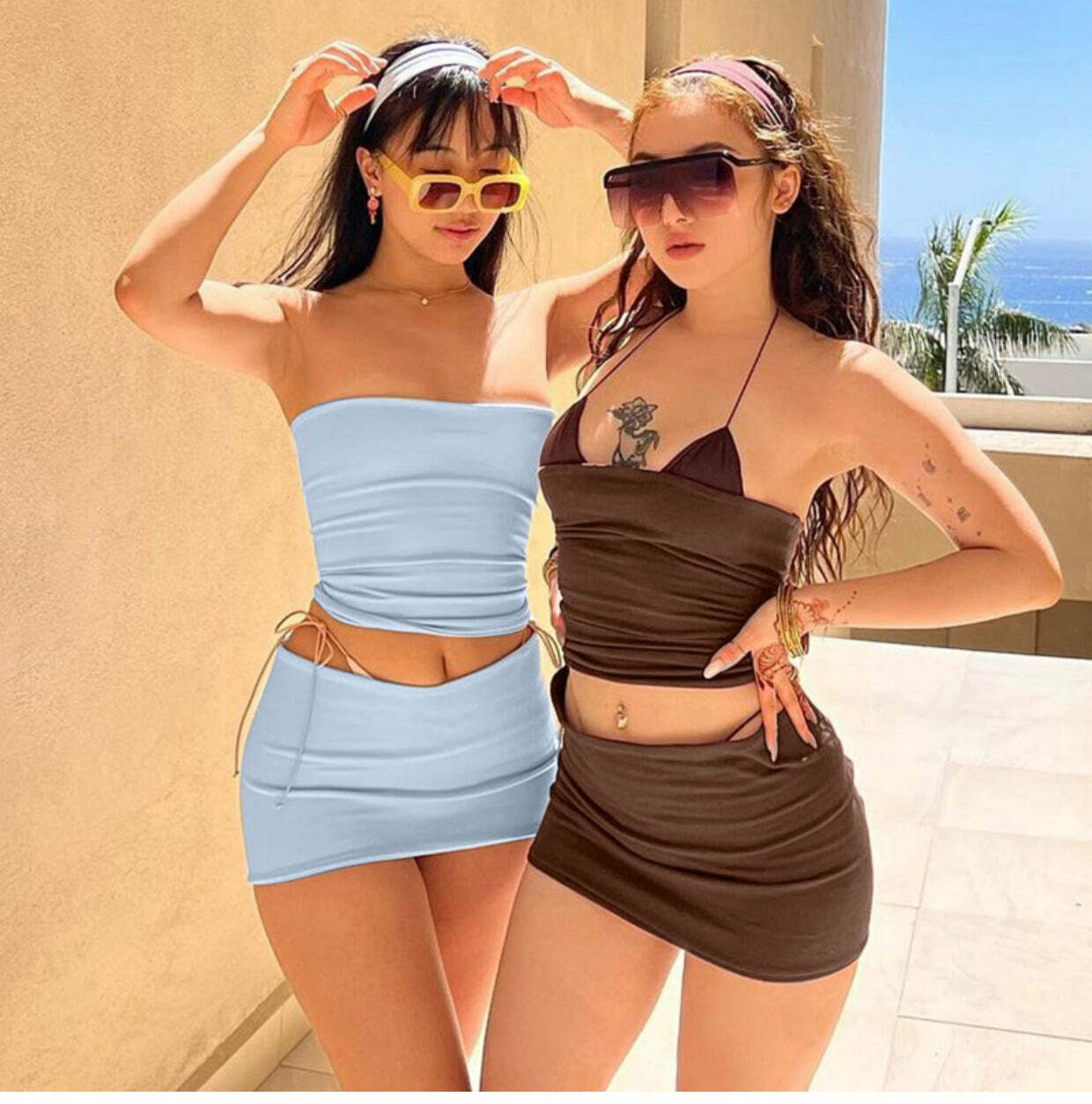 Melda Y2K Skirt Set - 90s Grunge, Retro Summer Outfit, Pastel Goth, Y2K Party & Club Fashion