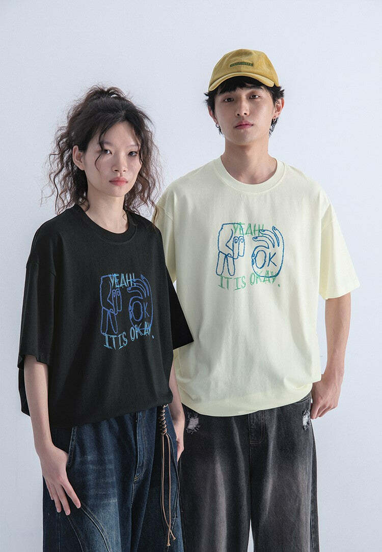 Mentmate 'OK' Tee - Y2K Summer Grunge, 90s Retro, Pastel Goth, Hip Hop Fashion for Women
