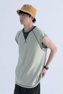 Mentmate Contrast Stitched Sleeveless Tee - Y2K Summer, 90s Grunge, Retro Style, Baby Tees Y2K