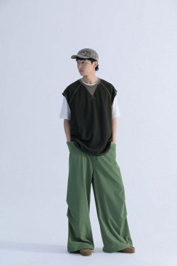 Mentmate Contrast Stitched Sleeveless Tee - Y2K Summer, 90s Grunge, Retro Style, Baby Tees Y2K
